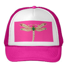 Diamond Emeralds and Gold Dragonfly Trucker Hat