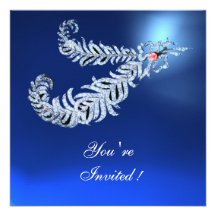 DIAMOND FEATHERS  , Blue Sapphire Personalised Invites