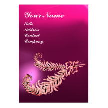DIAMOND FEATHERS MONOGRAM ,Pink Fuchsia Purple Business Card Template