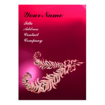 DIAMOND FEATHERS MONOGRAM Pink Fuchsia Purple Ruby Business Card Templates