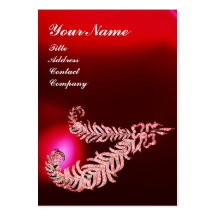 DIAMOND FEATHERS MONOGRAM ,Red Burgundy Ruby Pearl Business Card Template