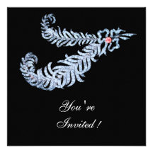 DIAMOND FEATHERS ,pink Personalized Invitations
