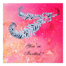 DIAMOND FEATHERS ,pink sparkles Custom Announcements