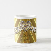 Diamond Fleurette & Satin Gold Coffee Mugs