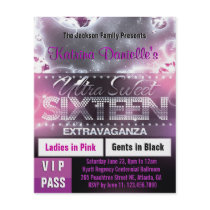 Diamond Glow Sweet Sixteen VIP Pass [Pink] Personalised Flyer