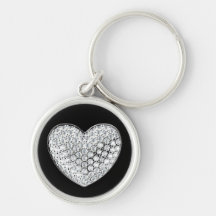 Diamond heart-black bg key chain