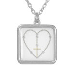"Diamond" Heart-Shaped Rosary Necklace