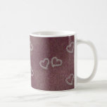 Diamond Hearts on Purple Background Mug