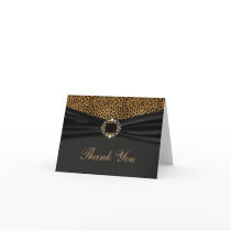 Diamond Jewel Black Leopard Thank You Cards