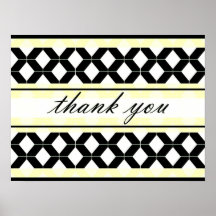 Diamond Lines Thank You Damask Bright Yellow Poster