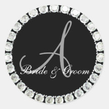 Diamond monogram A customisable seal Round Sticker