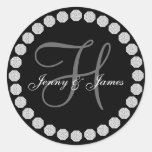 Diamond Monogram H Names Wedding Favour Labels Sticker
