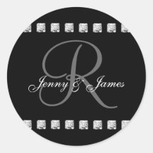 Diamond Monogram R Wedding Favour Stickers