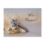 Diamond Ring and Pearls Engagement Announcement postcards