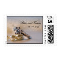 Diamond Ring and Pearls Wedding Postage Stamp