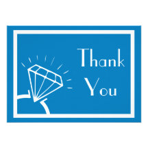 Diamond Ring Silhouette Thank You (Blue / White) Personalised Announcement