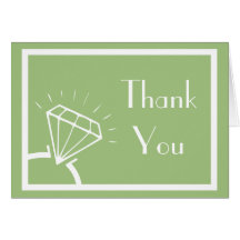 Diamond Ring Silhouette Thank You (Sage / White) Card
