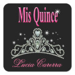 Diamond Tiara Quinceañera (black/pink) Party stickers