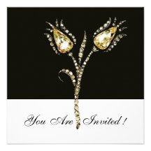 DIAMOND TULIPS , Black and White Personalized Invite