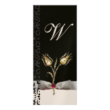 DIAMOND TULIPS ,Pink Black White Damask Monogram Personalized Announcements