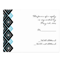 Diamond Valance in Black and Aqua Response Post Cards