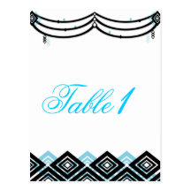 Diamond Valance in Black and Aqua Table Number Postcard