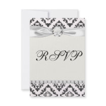 diamond white black damask elegance personalised invitations