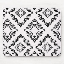 diamond white black damask elegance mouse pads