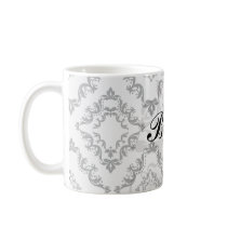 diamond white black damask elegance mugs