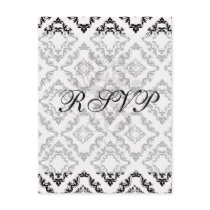diamond white black damask elegance post cards