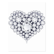 Diamonds Heart Gems Postcards