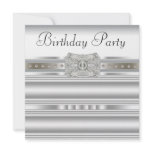 Diamonds Silver Pearls Womans Birthday Party Custom Invites