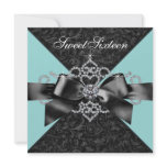 Diamonds Teal Blue Black Sweet 16 Birthday Party