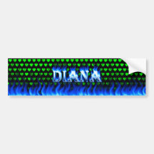 Diana blue fire and flames bumper sticker design.