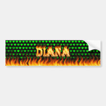 Diana real fire and flames bumper sticker design.