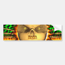 Diana skull real fire and flames bumper sticker.