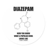 Diazepam Now You Know What Popular Drug Looks Like Round Sticker