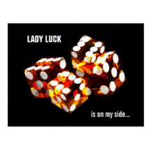 dice roll, lady luck is on my side card postcard