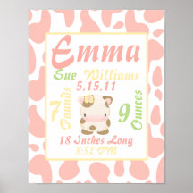Diddles Farm moo-Cow Birth Announcement Print