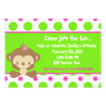 Diddles Monkey Girl 5x7 Birthday Invitation