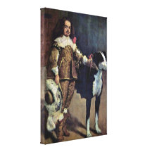 Diego Velazquez - court dwarf with a dog Canvas Print