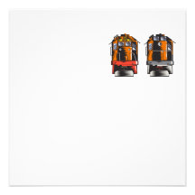 Diesel Train Front Rear Woodcut Retro Invite