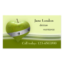 Dietician & Nutritionist Green Heart Business Card