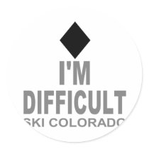 Difficult Ski Colorado Round Sticker