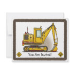 Digger Shovel Kids Party Invitation