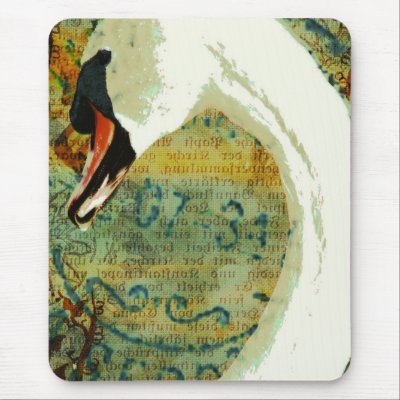 Digital Collage Swan Mouse Pads by angelandspot