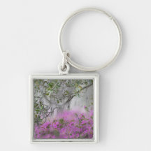Digital Composite of Azaleas and magnolia tree Keychain