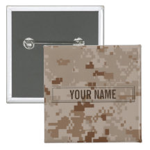 Digital Desert Camouflage (Customisable) Pinback Button