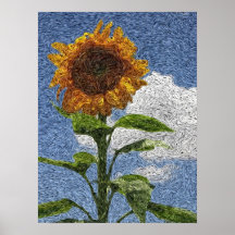 Digital Expressionism: Sunflower [S] Posters