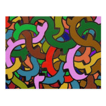 Digital Graffiti of Colourful Pipes Post Cards